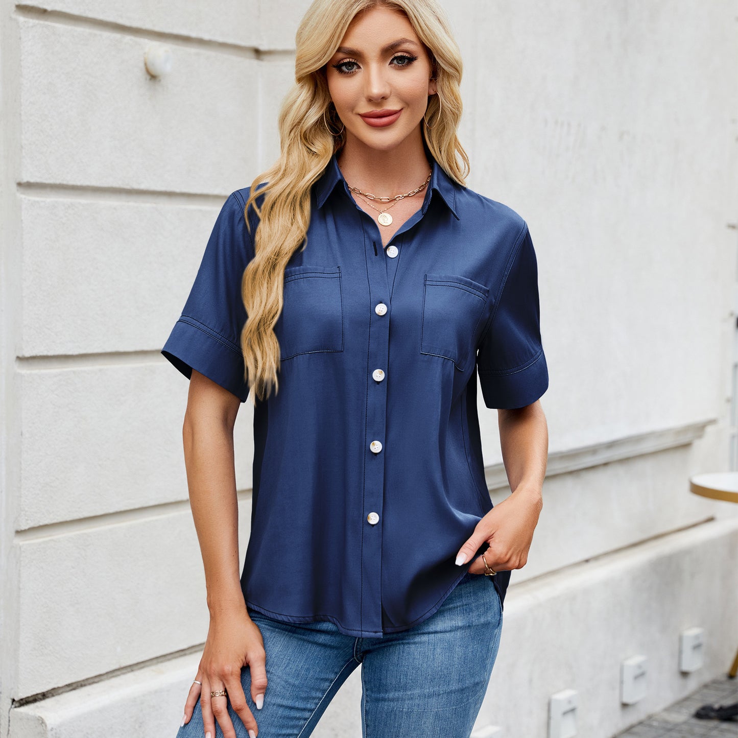 IndigoEase Faux Denim Shirt