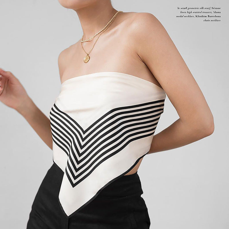 Fashion Simple Striped Silk Lady Scarf Shawl