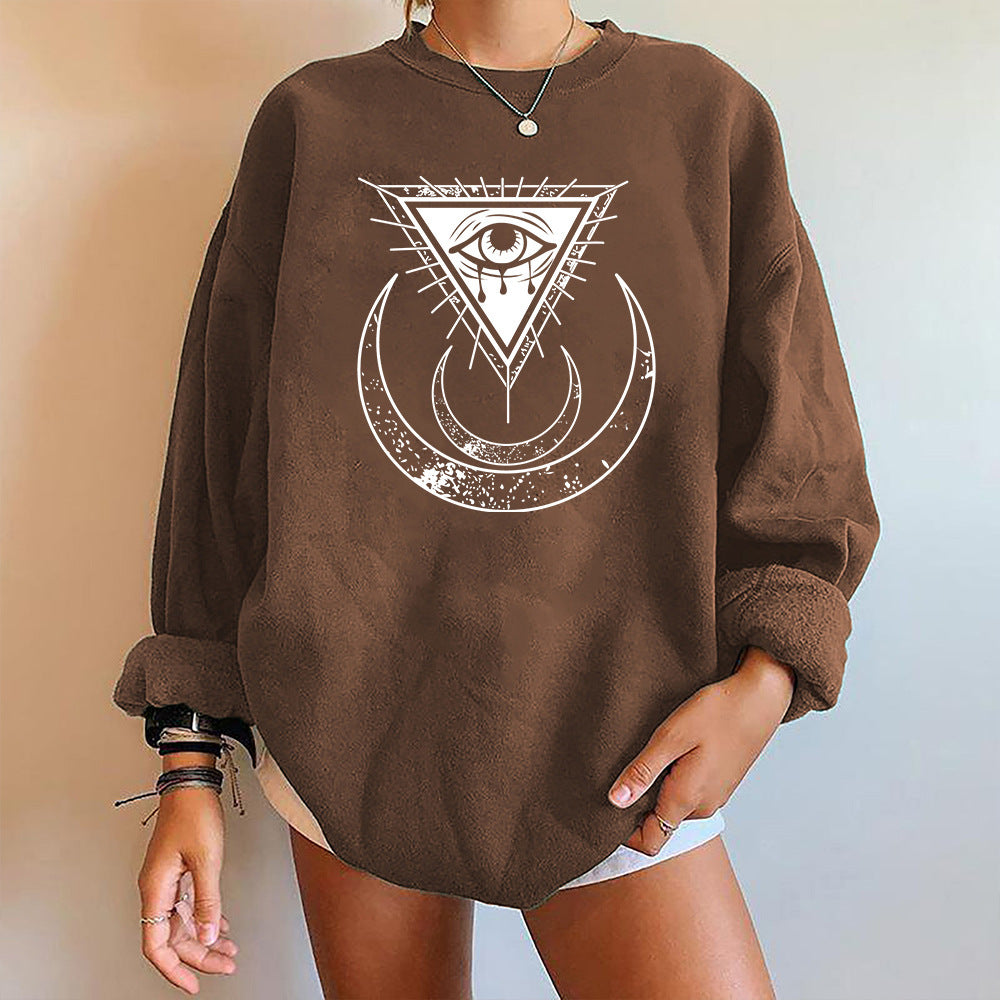 Moon's Third Eye Down Shoulder Fleece Sweater