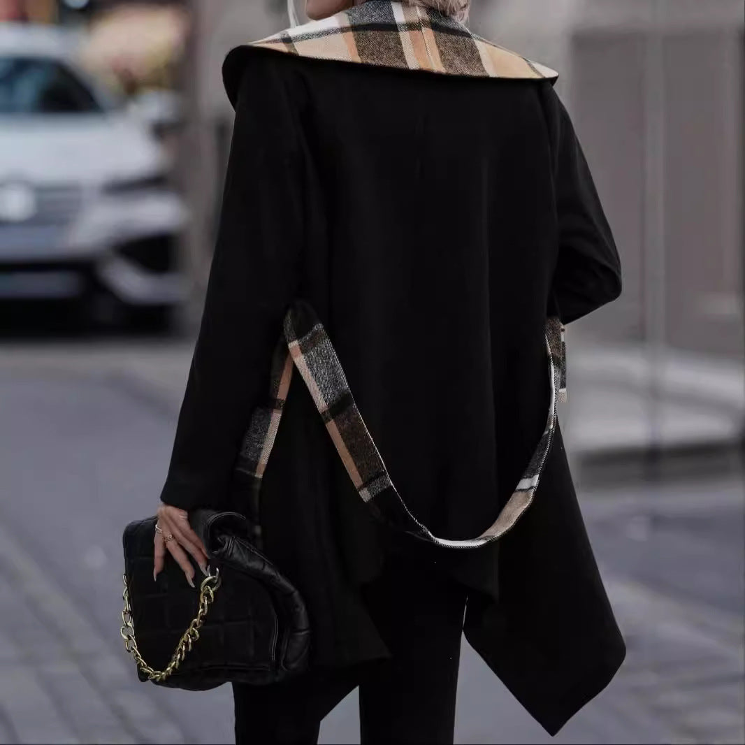 PlaidAura Lace-Up Trench