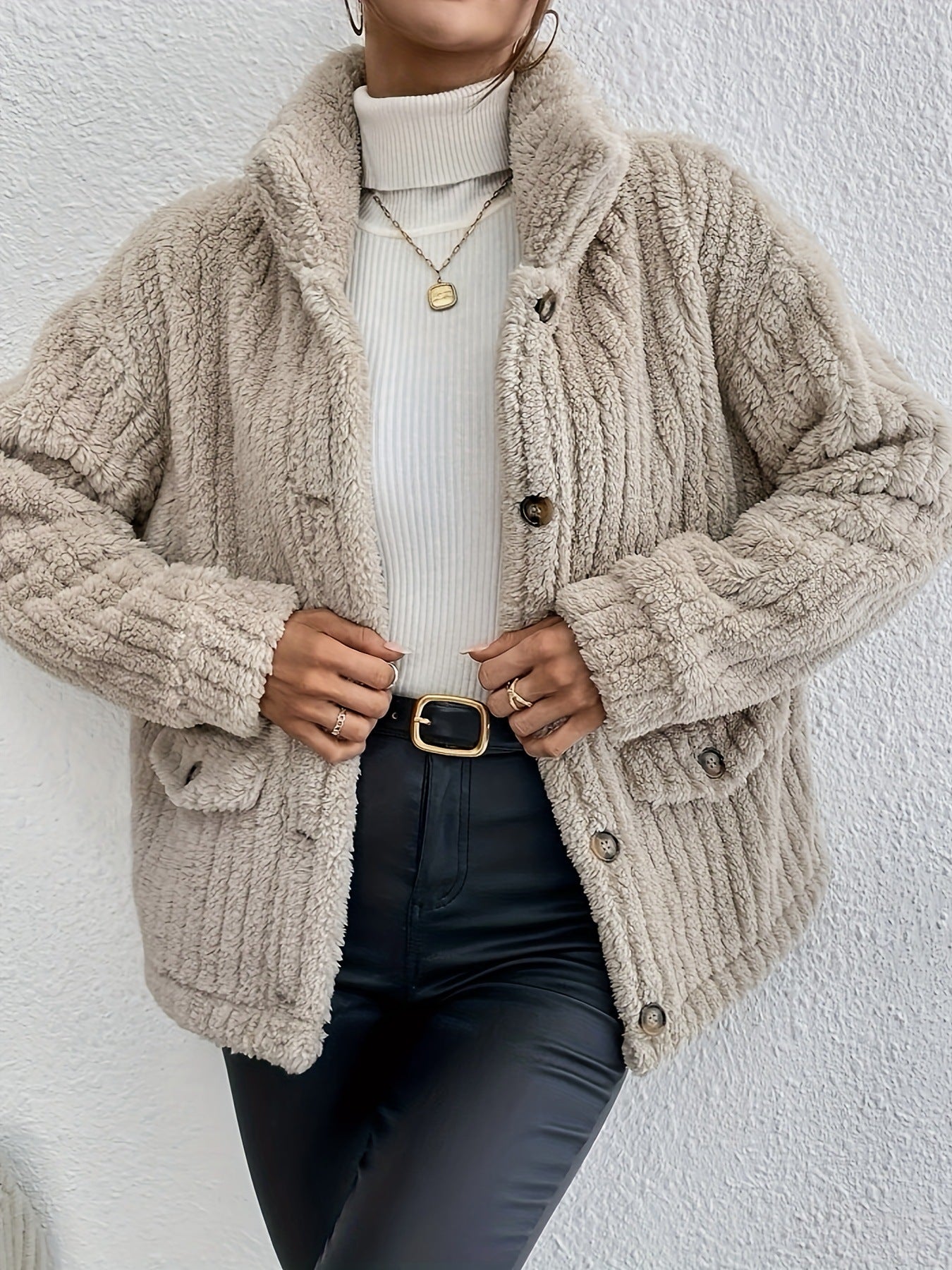 New Double-sided Velvet Button Cardigan Casual Coat