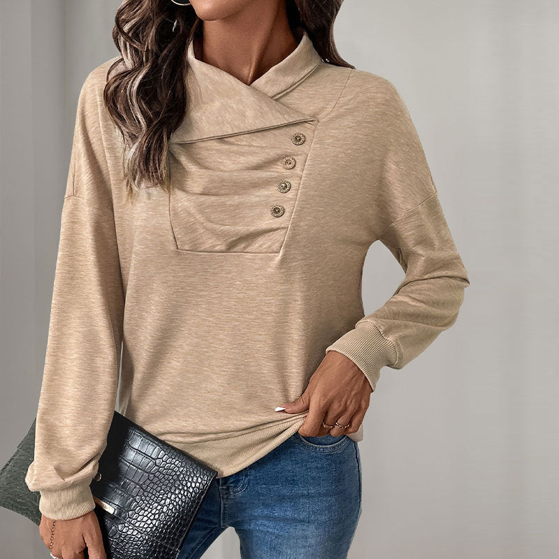 PleatCharm Stand Collar Sweater