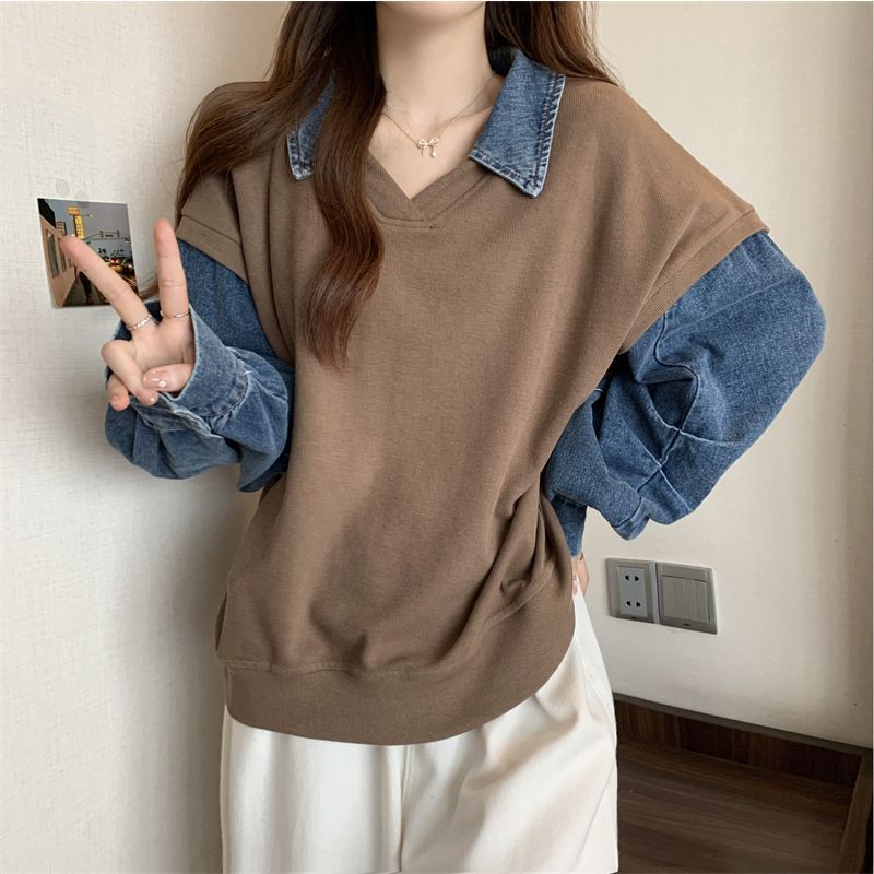 Denim Illusion Elegance Sweater