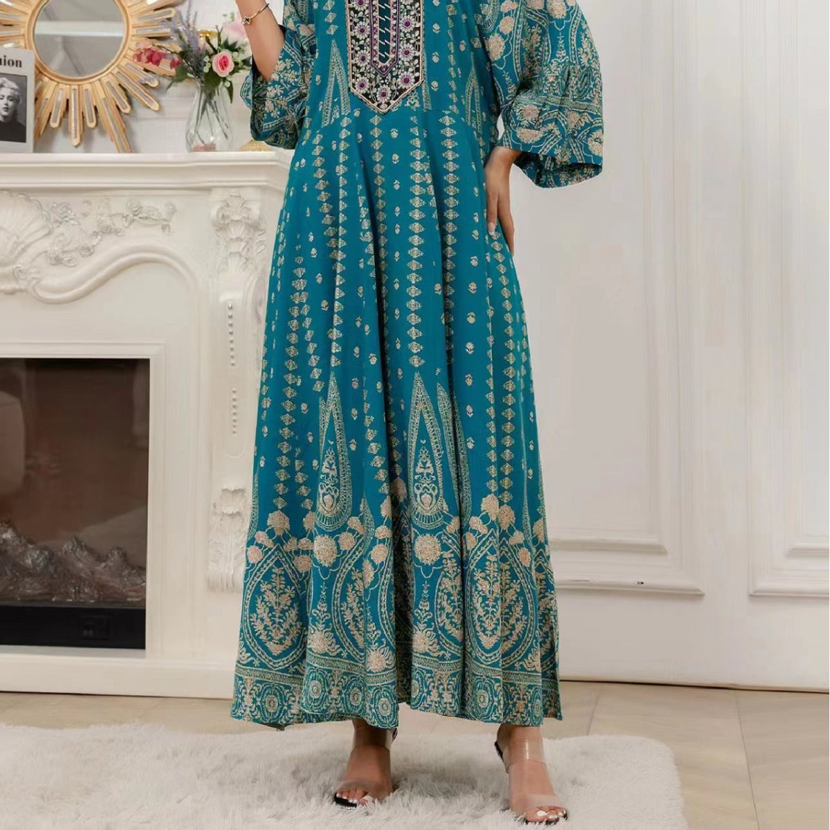 Ladies New Cotton Silk Fashion Floral Dress