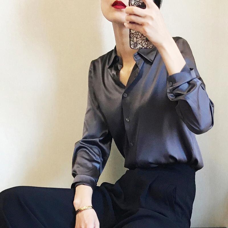 Satin Real Silk Shirt Elegant High-end