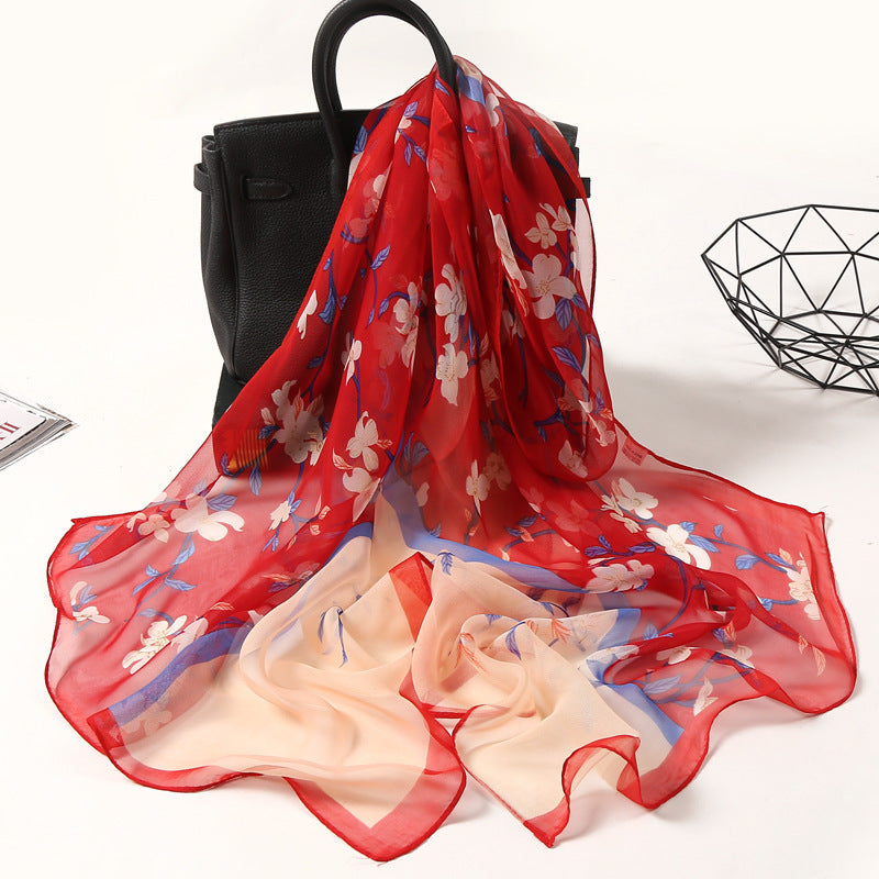 Summer Sunscreen Simulation Silk Beach Towel All-match Scarf