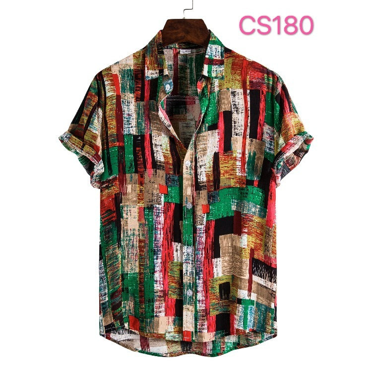Style Silk Cotton Short-sleeved Lapel Shirt