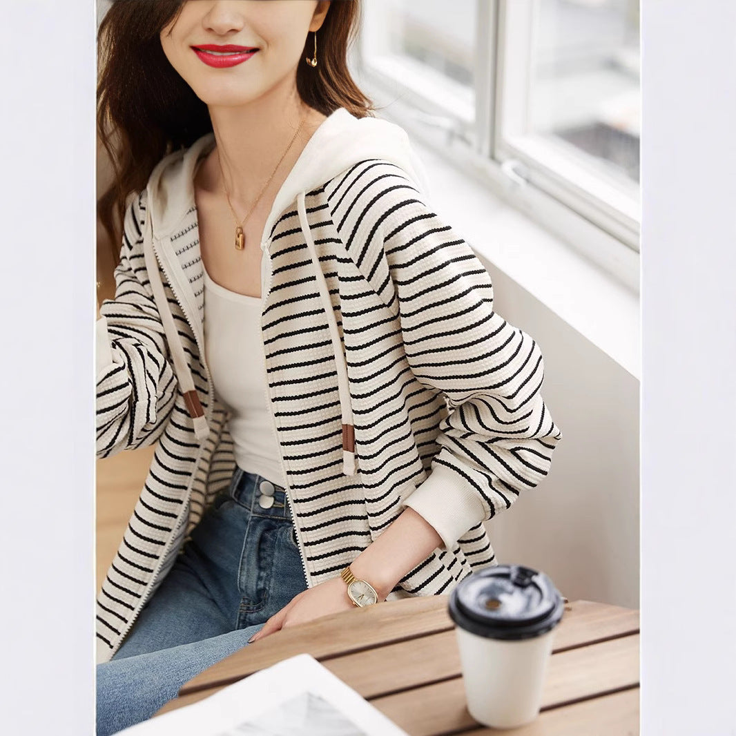 LineaEase™ Striped Hoodie Coat