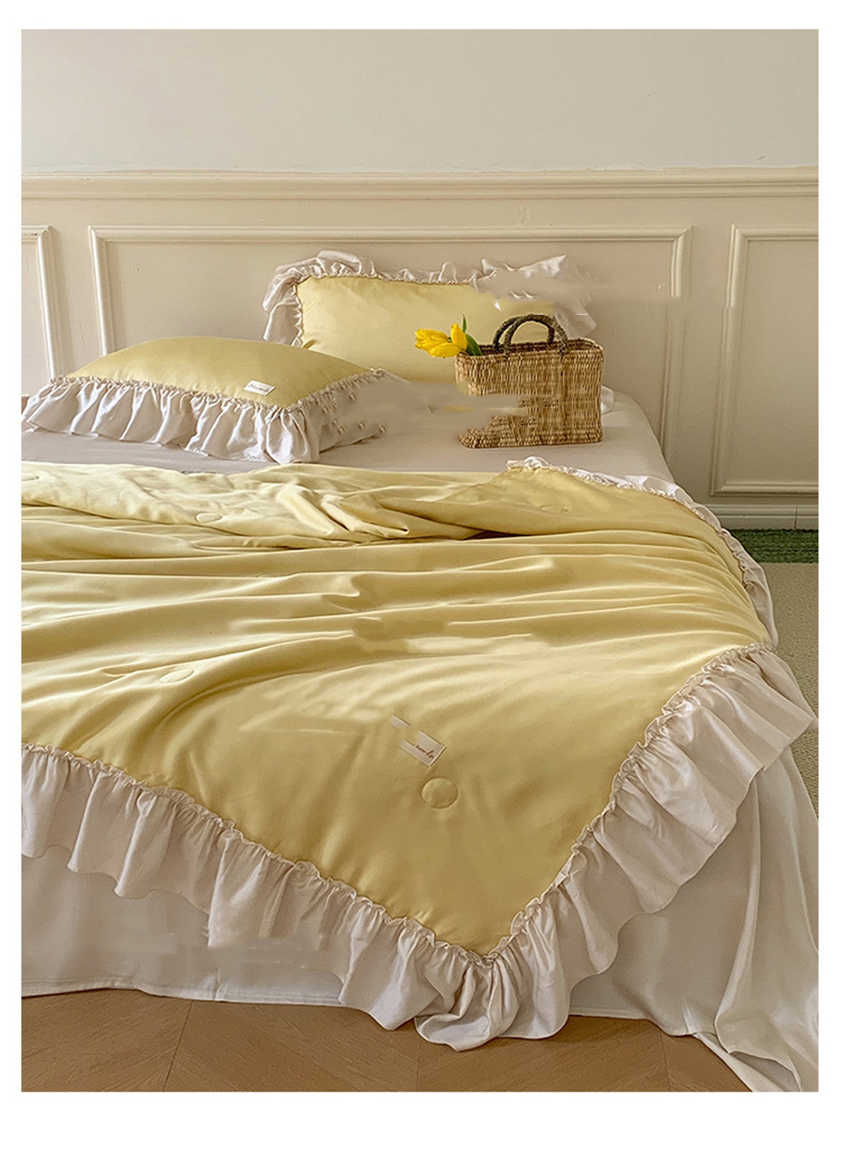French Lotus Leaf Girl Ins Ice Silk Four-piece Set