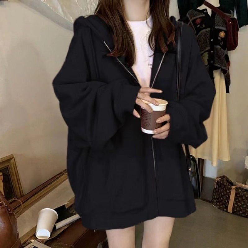 Breezora Hooded Print Sweater Coat