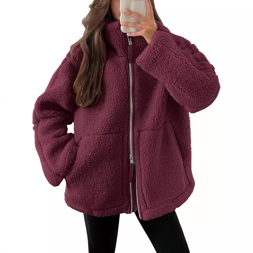 CozyLuxe Zip-Up Fleece Coat