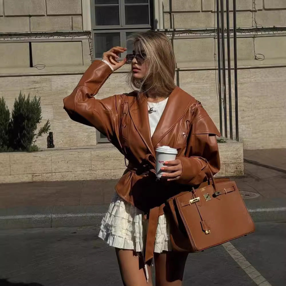 VintageEdge Faux Leather Coat