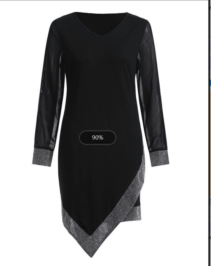 Women's Milk Silk Hollow-out Sleeve Stitching Dress
