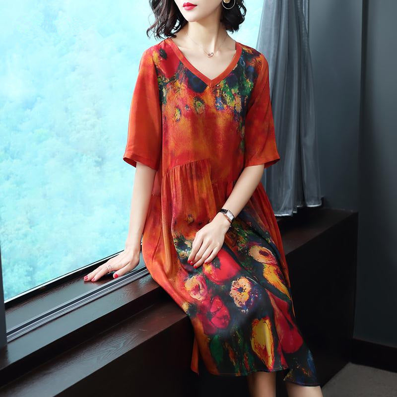 Printed silk dress