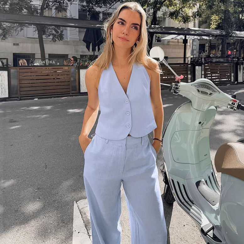 Azure Terra Linen Suit Set