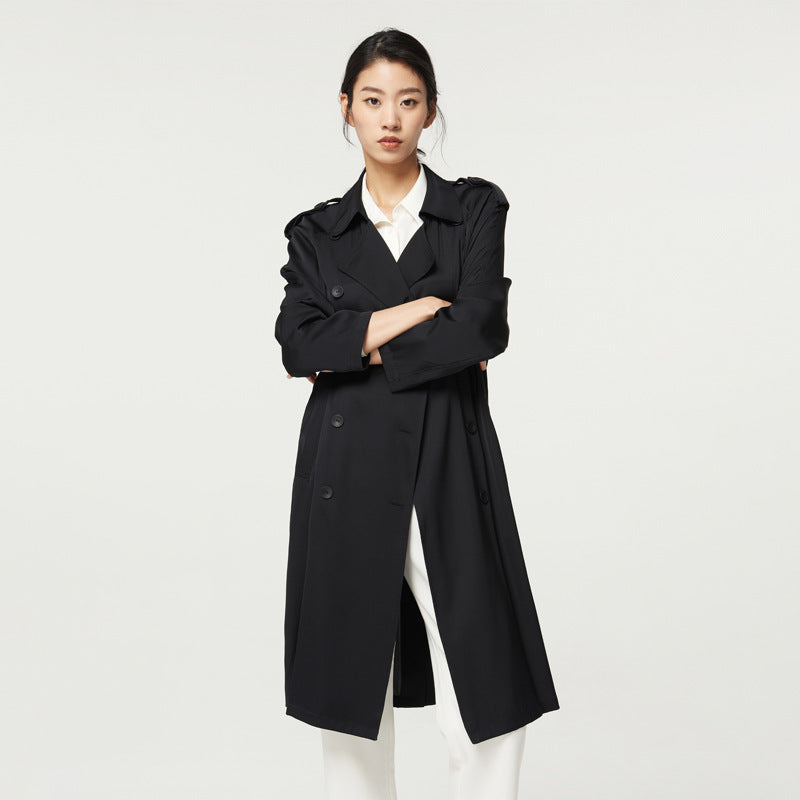 Women's Mid-length Double Silk Trench Coat