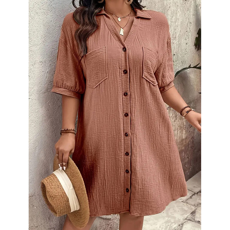Coastal Ease Cotton Shirt Dress