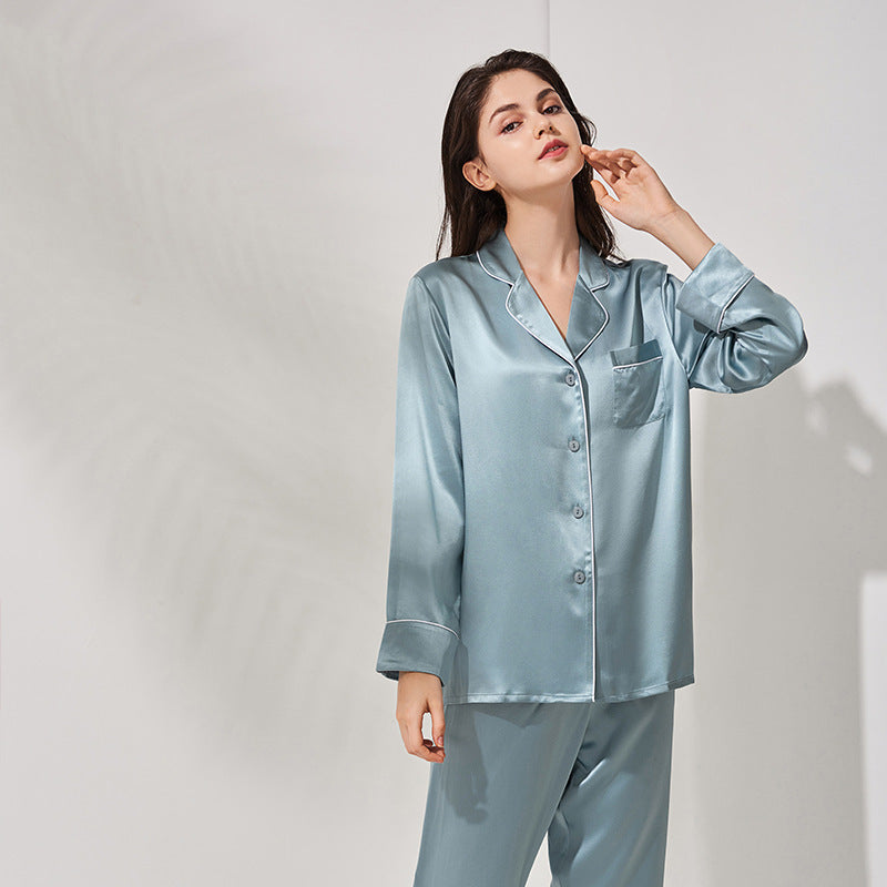 Ladies Long Sleeve Silk Home Pajamas Set