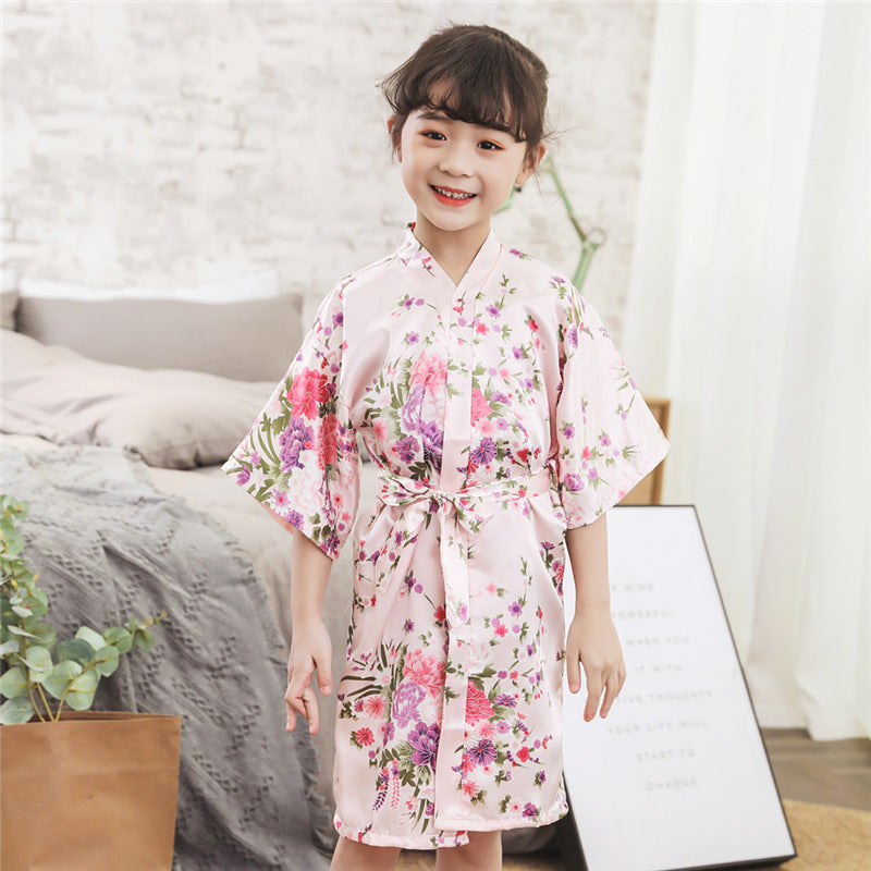 Cardigan silk bathrobe
