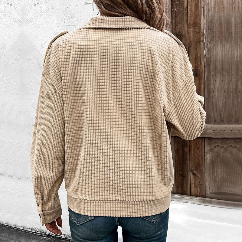VeluCharm Lapel Zip Coat