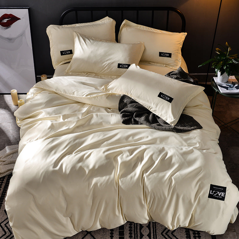 Simple washed cotton silk four piece set