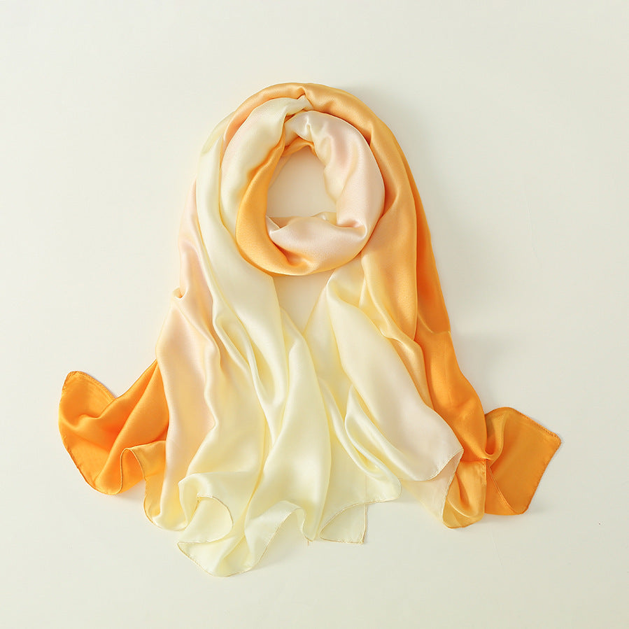 Gradient Silk Scarf Transition Color Lady