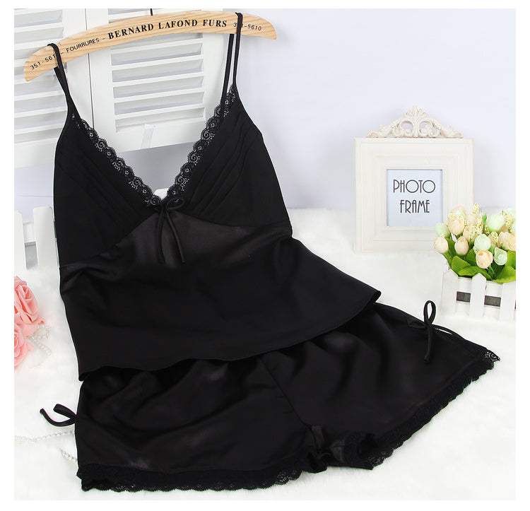 Shorts Suit Thin Silk Suspenders Sexy Home Wear