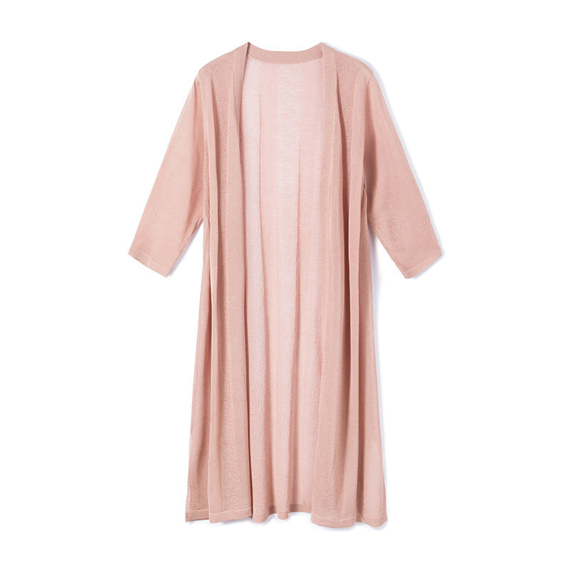 Ice Silk Lazy Wind Long Knit Cardigan Casual Loose Women