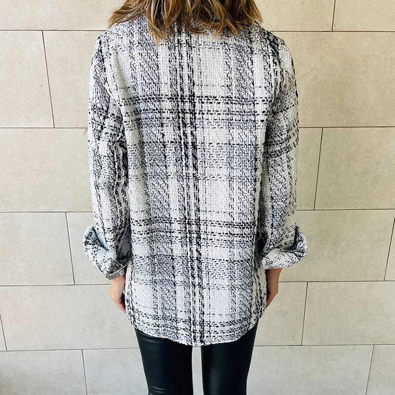 PlaidEase Lapel Jacket