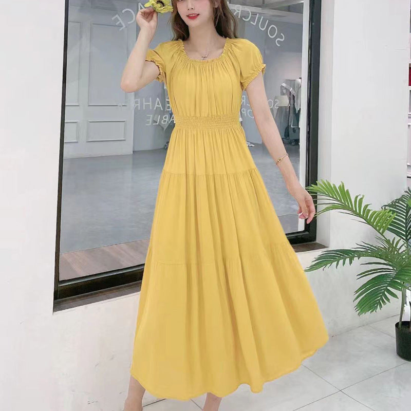 Off-neck Cotton Silk French Dress