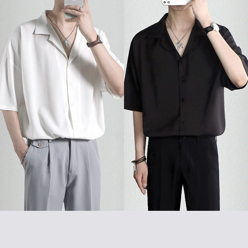 Men's Loose Casual Draped Ice Silk Shirt