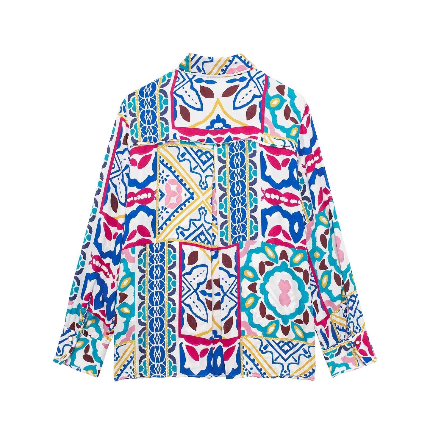 Women's Silk Satin Textured Printed Shirt