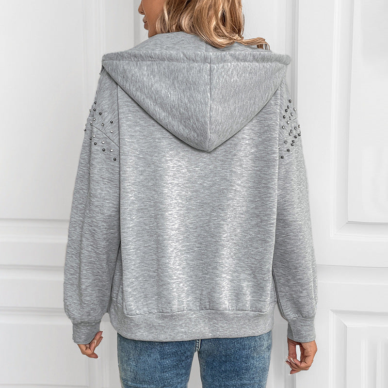 EdgeGlam Rivet Hooded Sweater