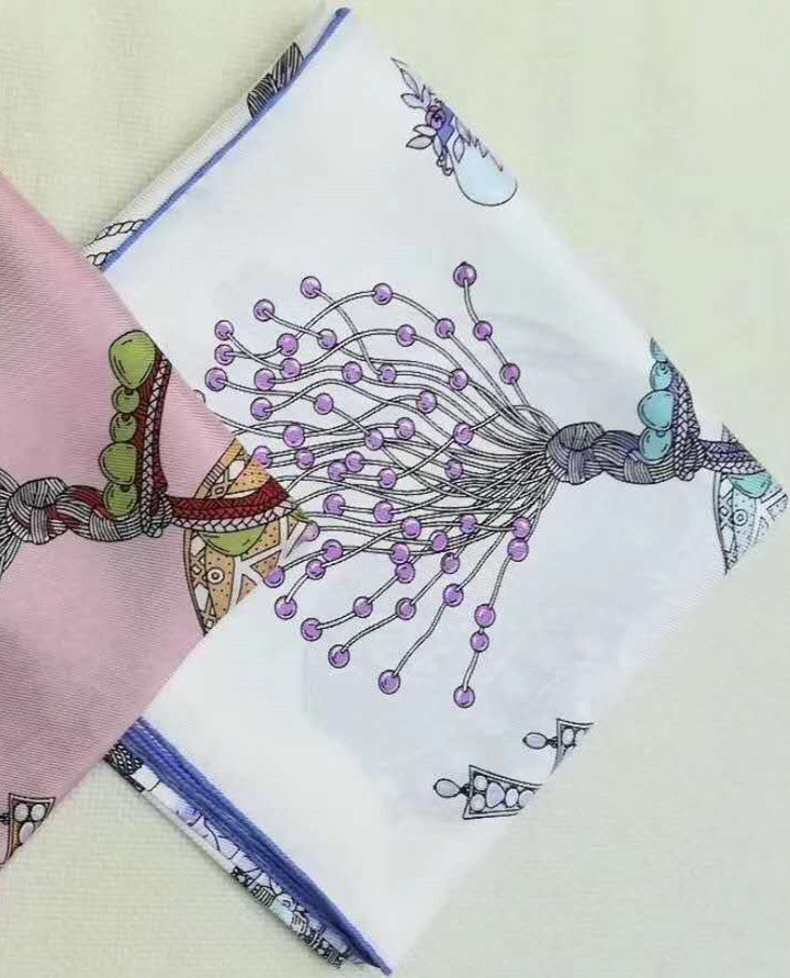 Screen Print Fuschia Silk Scarf