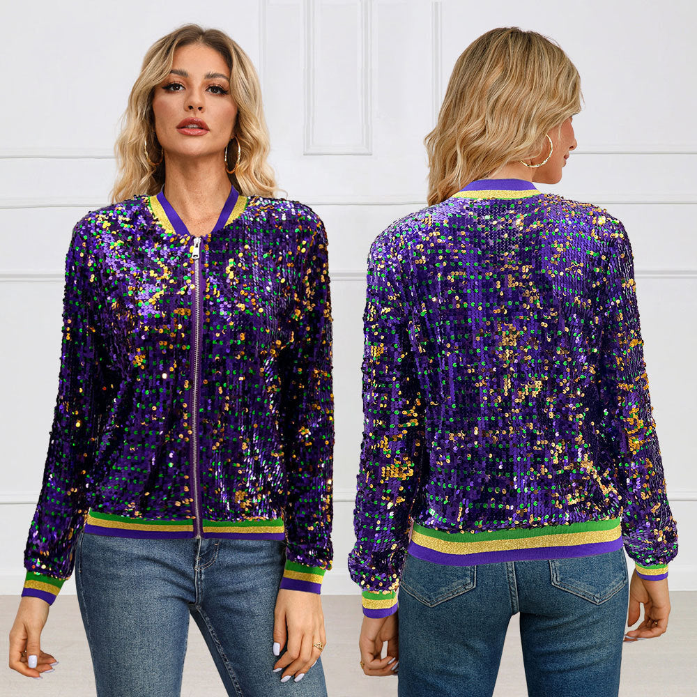 GlamLeague Sequin Baseball Jacket
