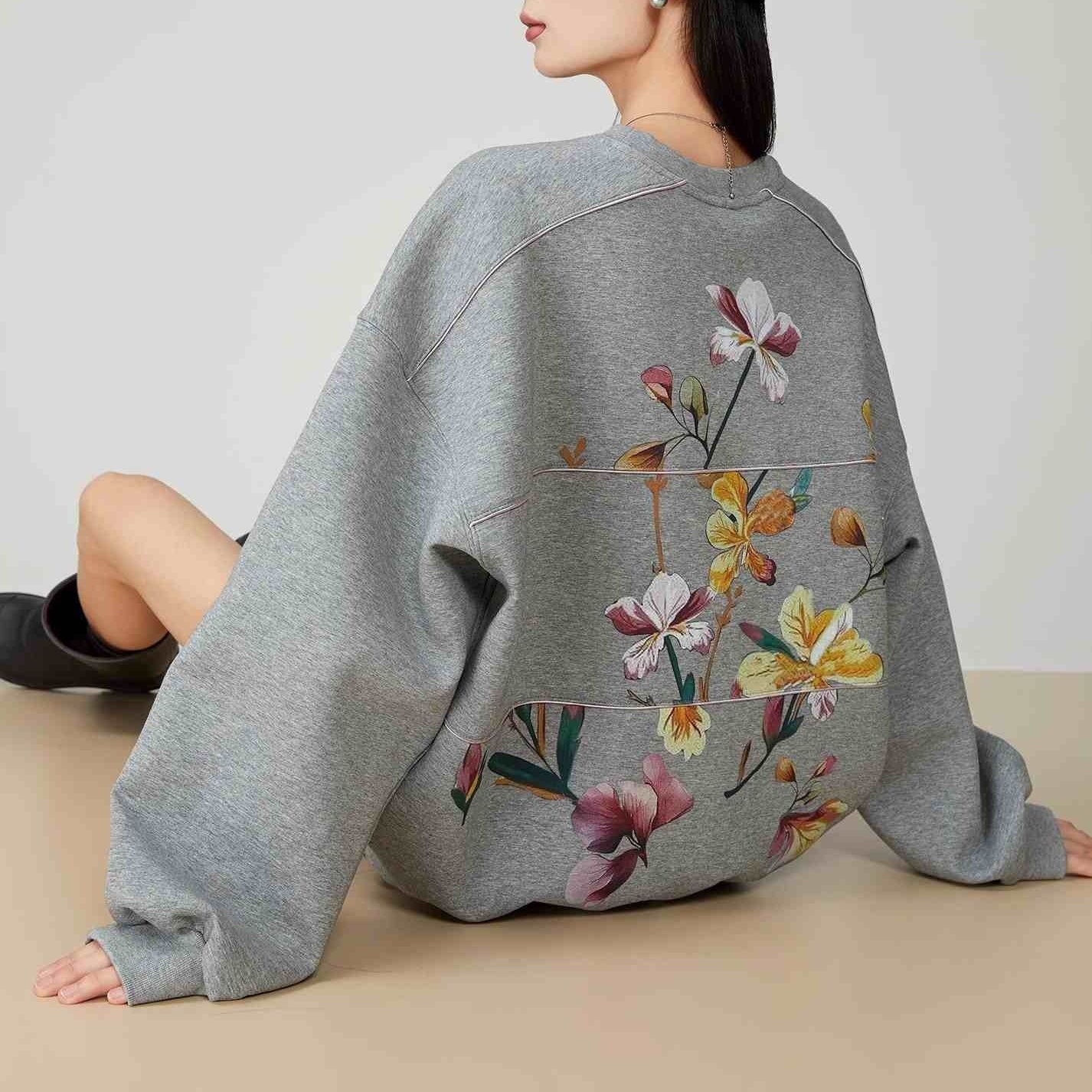 InkMist Gray Print Pullover