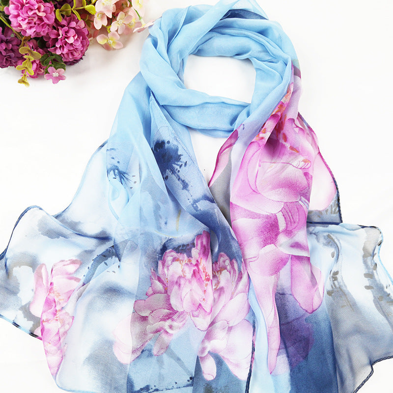 Summer Women's Sunscreen Long Silk Scarf