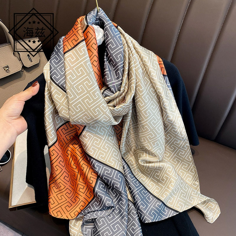 Summer Silk Women's Thin Section Fashion Lengthened Scarf Shawl