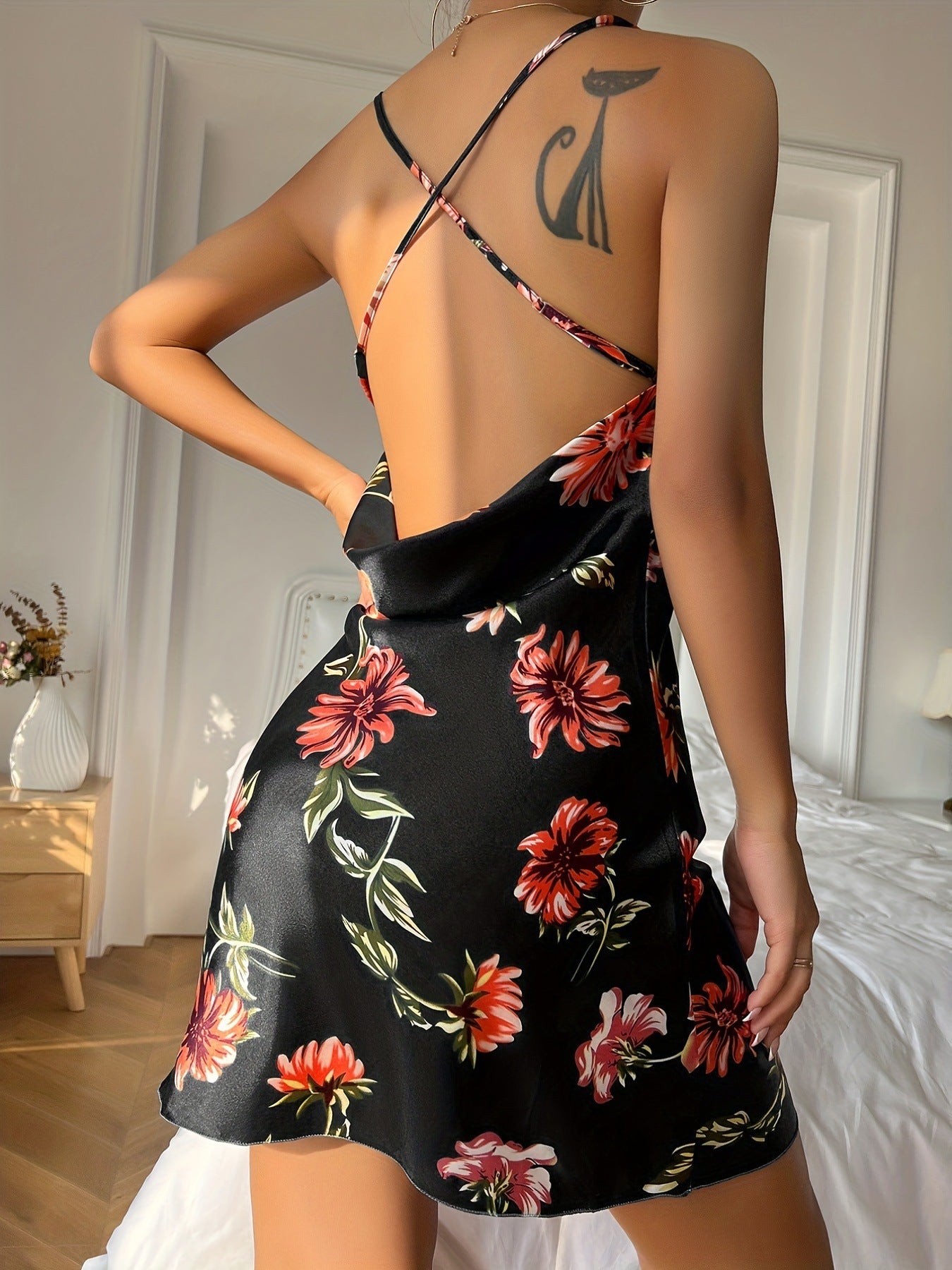 Ice Silk Temptation Backless Strap Nightdress