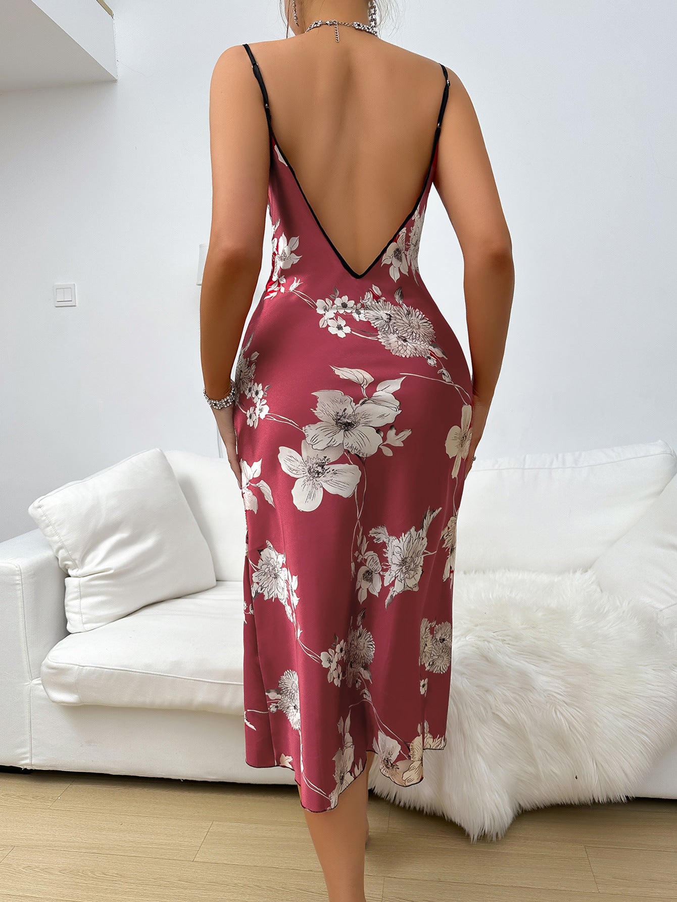 Women's Pajamas Ice Silk Sleeveless Slip Nightdress