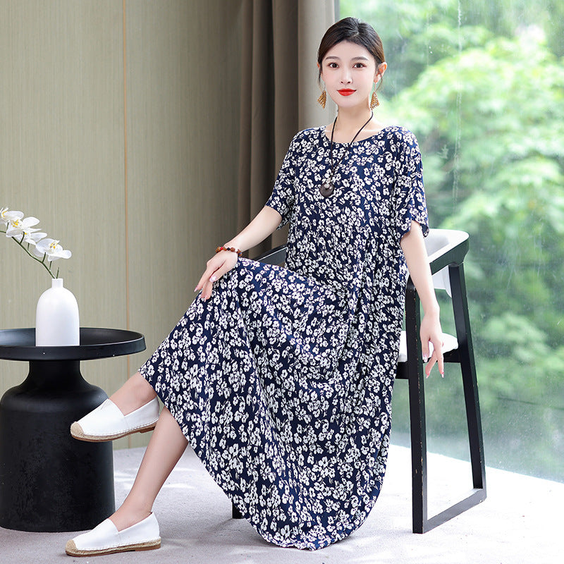 High End Floral Cotton Silk Dress For Women