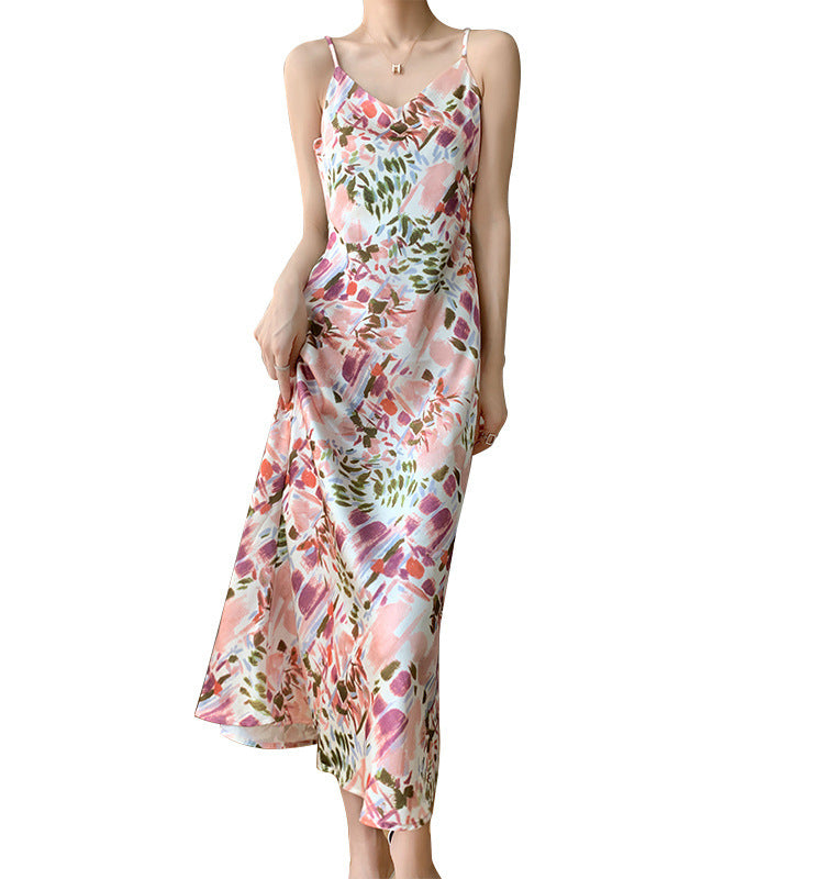 Triacetate Silk Satin Halter Dress For Women