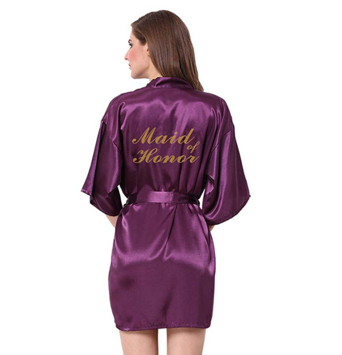 Morning gown embroidered silk cardigan