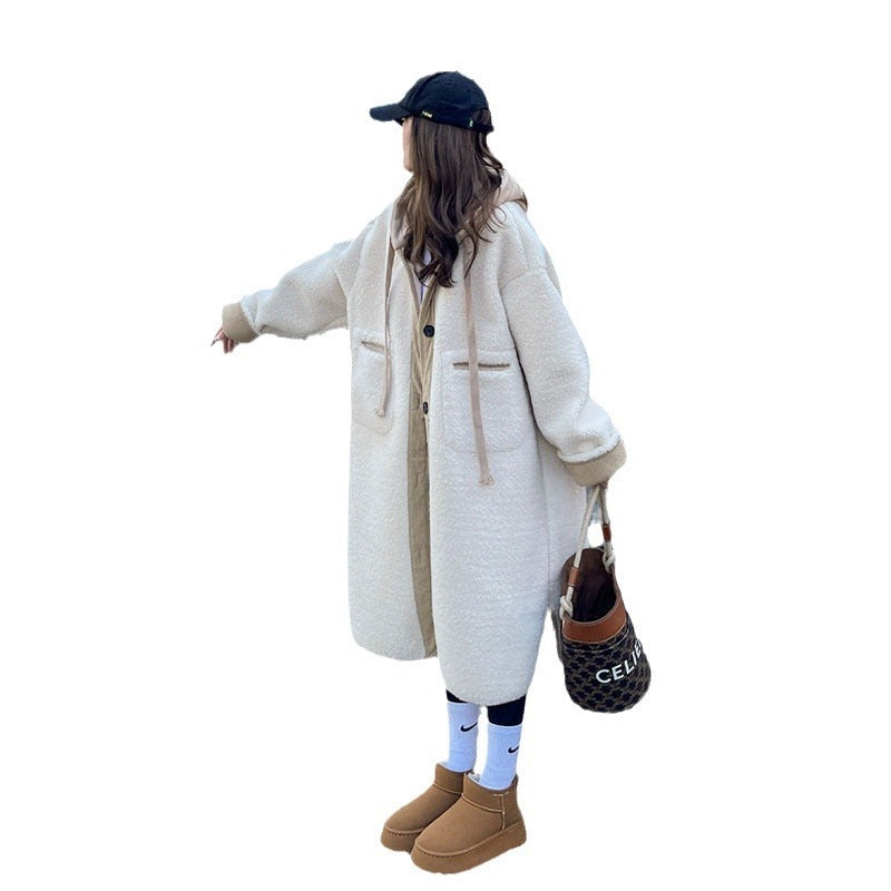 Faux Lamb Wool Coat Loose Casual Mid-length Cotton-padded Jacket
