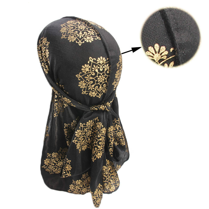Bright silk cloth with ribbon package head cap
