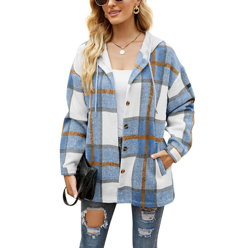PlaidEase Hooded Coat Shirt