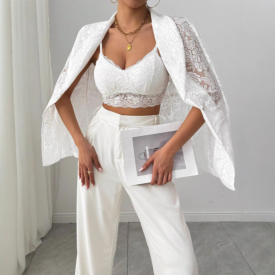 IvoryGrace Lace Embroidered Blazer