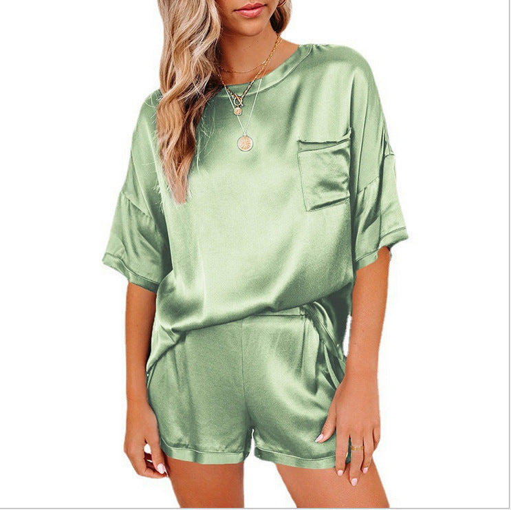 Silk Pajamas Home Service Short-Sleeved Shorts Suit