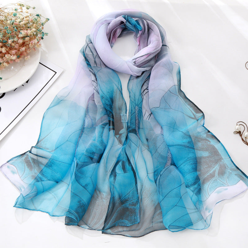 Summer Sunscreen Simulation Silk Beach Towel All-match Scarf