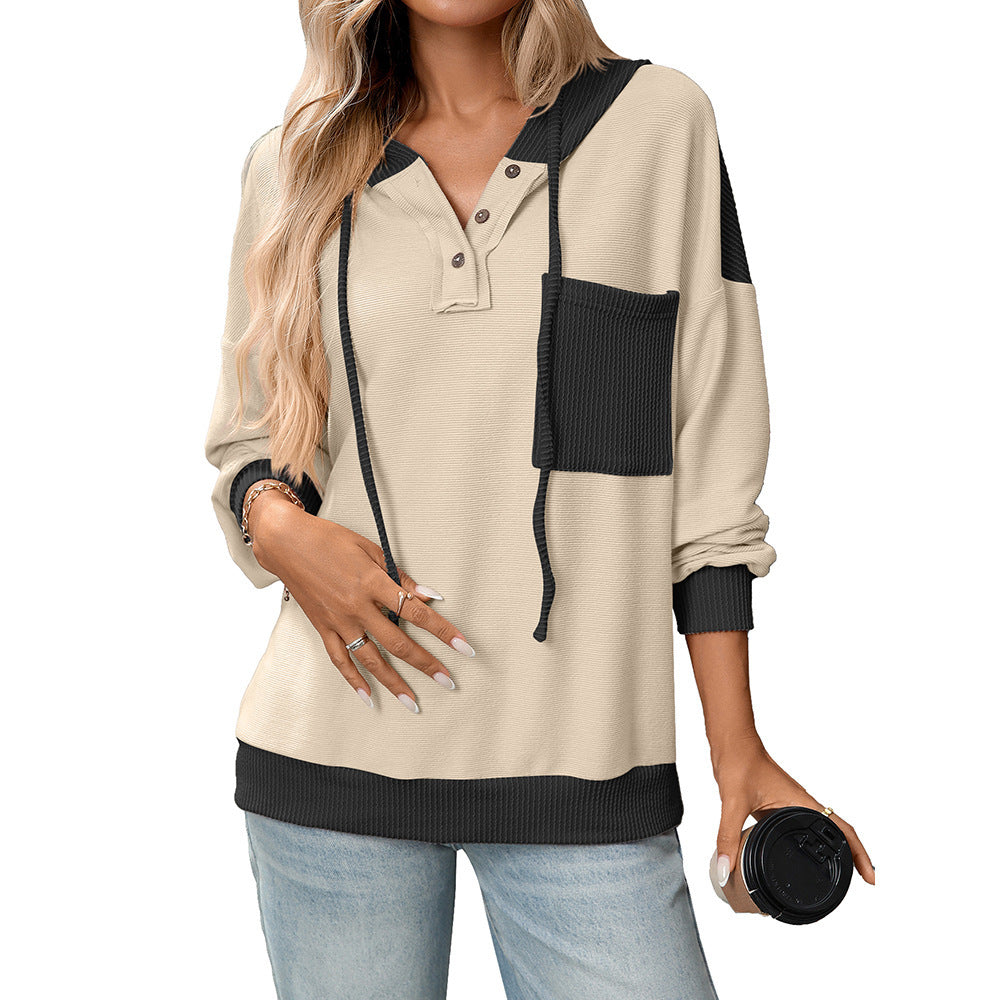 TwistAura Contrast Hooded Sweater